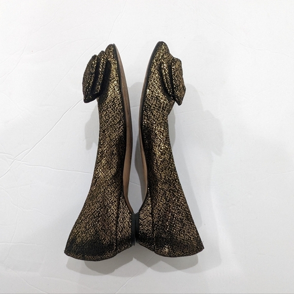 Something Bleu Women Black Gold Glitter Sparkly Flats Shoes Slip-On Bow Formal 8 - Picture 4 of 10